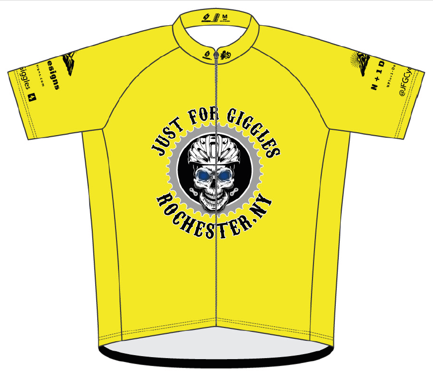 JFG Fluorescent Yellow "Skull Remix" Amateur Cut Cycling Jersey