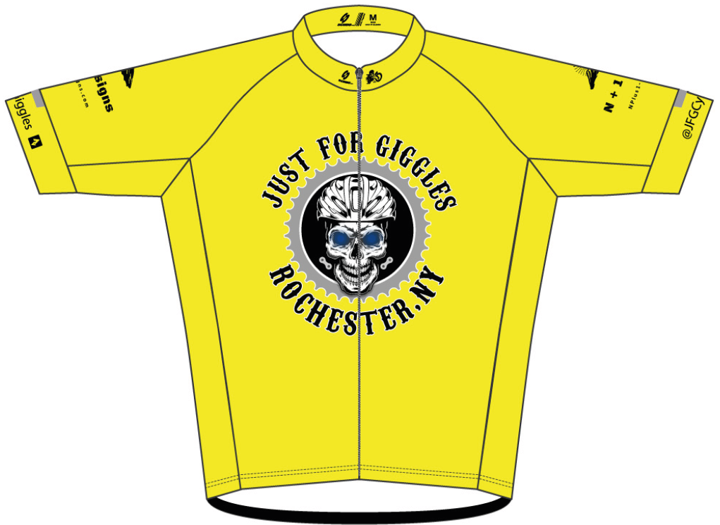 JFG Fluorescent Yellow "Skull Remix" Race Cut Cycling Jersey