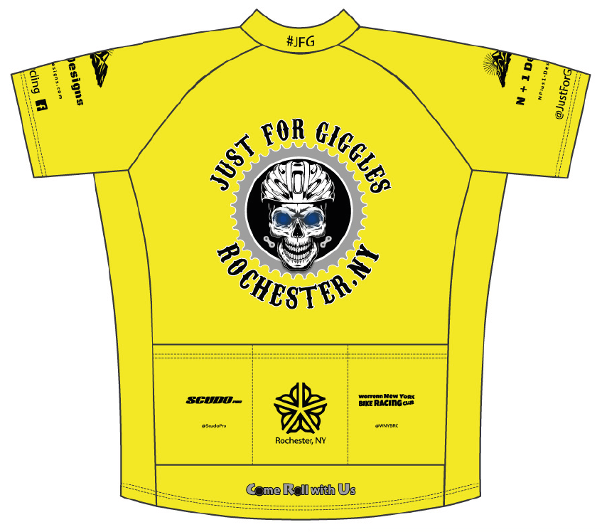 JFG Fluorescent Yellow "Skull Remix" Amateur Cut Cycling Jersey