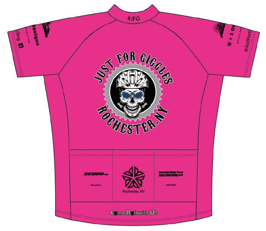 JFG Fluorescent Pink "Skull Remix" Amateur Cut Cycling Jersey